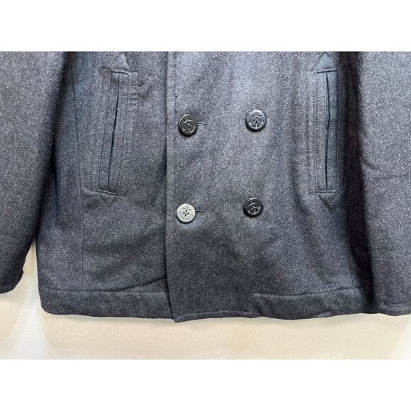 American Eagle Mens Wool Blend Double Breasted Peacoat Long Sleeve Size L Gray - Picture 5 of 10